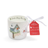 Wrendale Designs by Hannah Dale Christmas 310ml Mug - Santa Stop Here - Robin