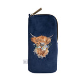 Wrendale Designs by Hannah Dale Embroidered Glasses Pouch - Daisy Coo - Highland Cow