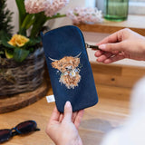 Wrendale Designs by Hannah Dale Embroidered Glasses Pouch - Daisy Coo - Highland Cow