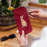 Wrendale Designs by Hannah Dale Embroidered Glasses Pouch - Golden Hour - Hare