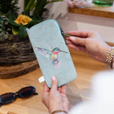 Wrendale Designs by Hannah Dale Embroidered Glasses Pouch - Wisteria Wishes - Hummingbird