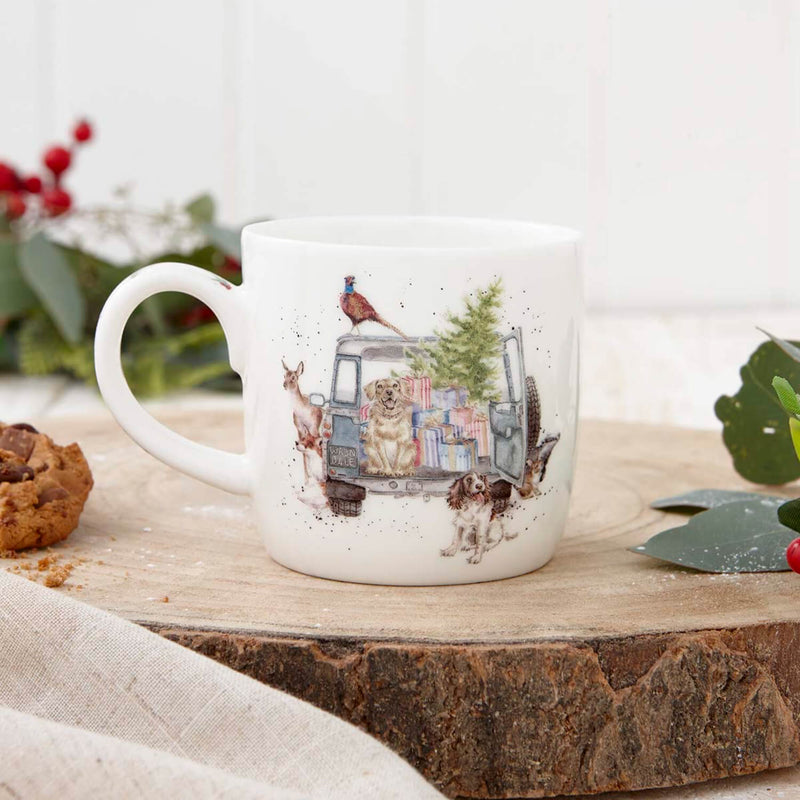 Wrendale Designs by Hannah Dale Fine China Mug - Driving Home For Christmas