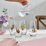 Wrendale Designs by Hannah Dale Set of 4 Animal Hi-Ball Glasses
