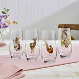 Wrendale Designs by Hannah Dale Set of 4 Animal Hi-Ball Glasses