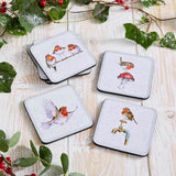 Wrendale Designs by Hannah Dale Set of 6 Christmas Coasters - Festive Friends - Robins