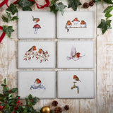 Wrendale Designs by Hannah Dale Set of 6 Christmas Placemats - Festive Friends - Robins