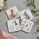 Wrendale Designs by Hannah Dale 4-Piece Coaster Set - Wildflowers