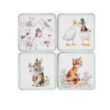 Wrendale Designs by Hannah Dale 4-Piece Coaster Set - Wildflowers