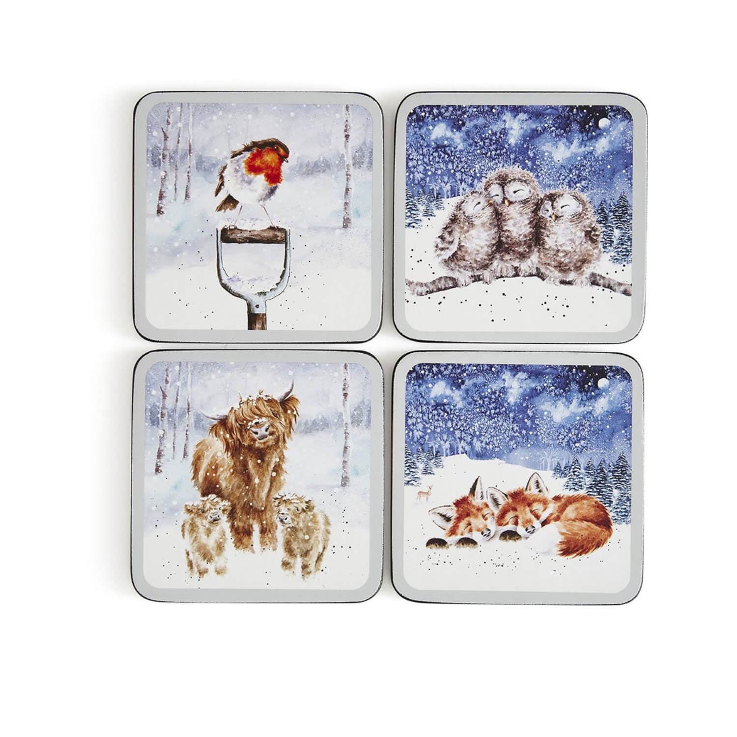 Buy Wrendale Designs | Pack of 4 Christmas Coasters - Winter Skies ...