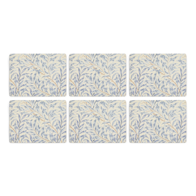 Morris & Co Willow Bough Set Of Six Placemats - Blue