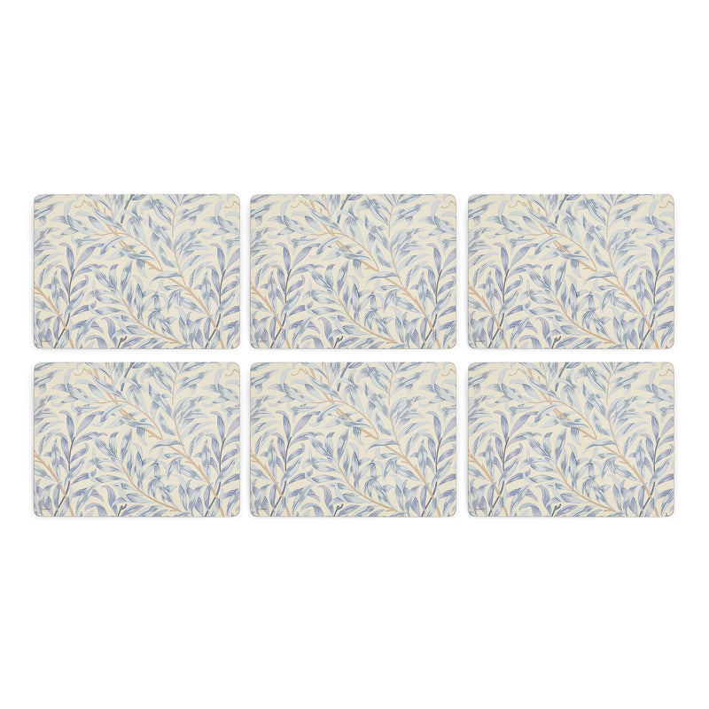 Morris & Co Willow Bough Set Of Six Placemats - Blue