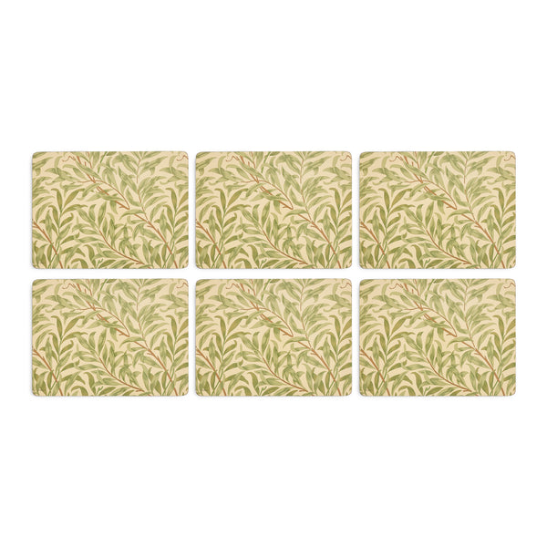Morris & Co Willow Bough Set Of Six Placemats - Green