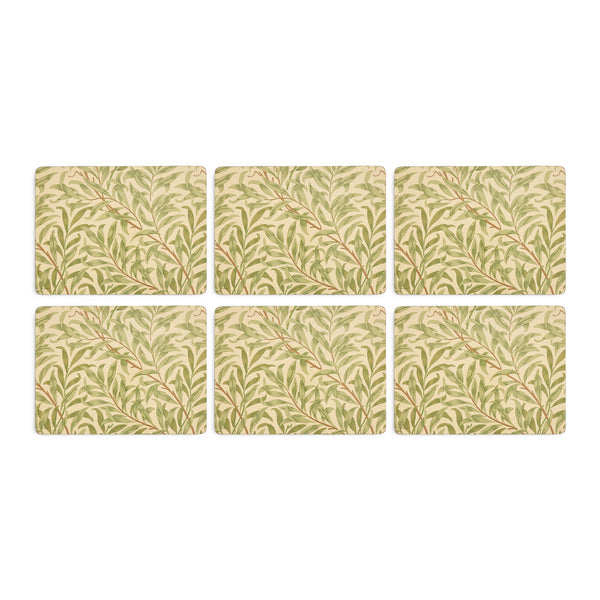 Morris & Co Willow Bough Set Of Six Placemats - Green