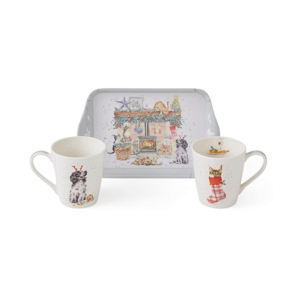 Wrendale Designs by Hannah Dale Christmas Mug & Tray Set - There's No Place Like Home