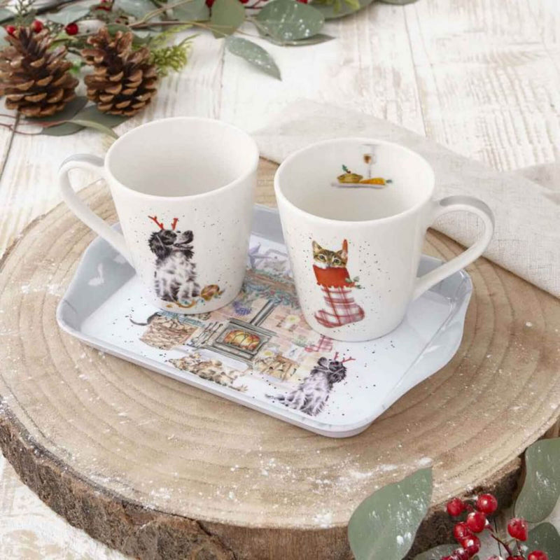 Wrendale Designs by Hannah Dale Christmas Mug & Tray Set - There's No Place Like Home