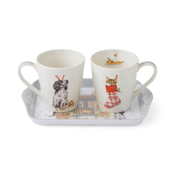 Wrendale Designs by Hannah Dale Christmas Mug & Tray Set - There's No Place Like Home