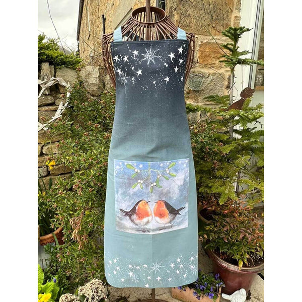 Alex Clark Christmas 100% Cotton Apron - Robins & Mistletoe