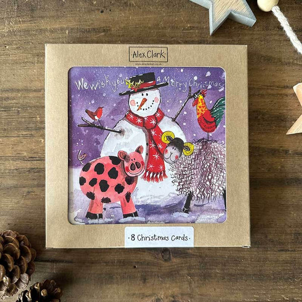 Alex Clark Pack Of 8 Christmas Cards - Snowman
