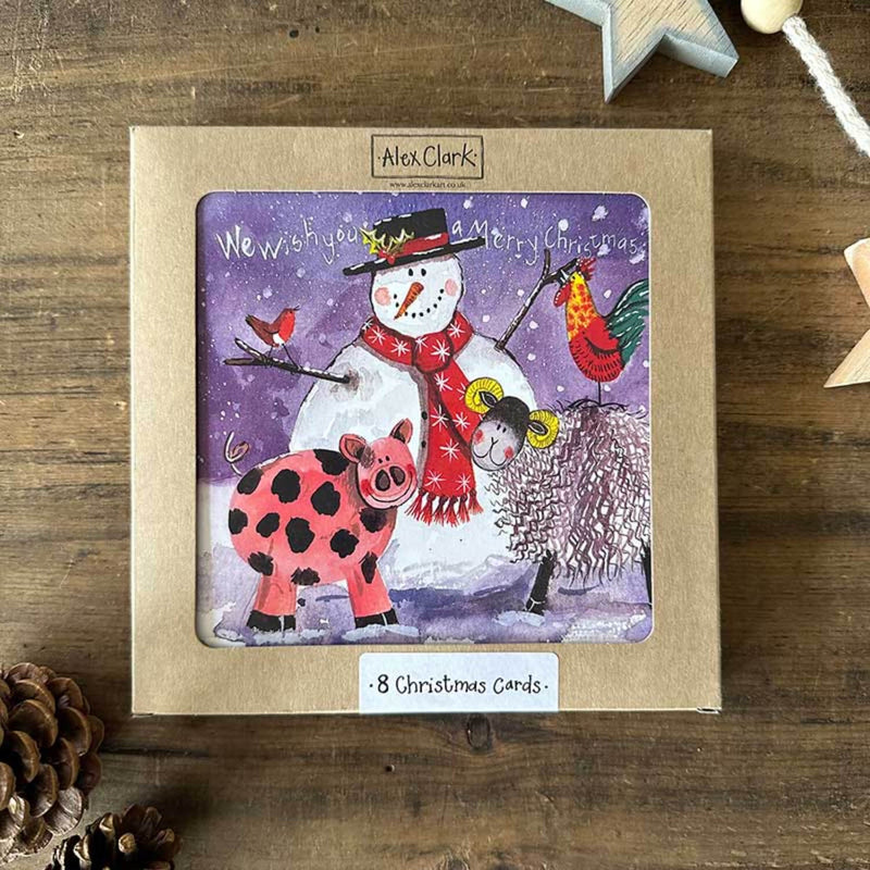 Alex Clark Pack Of 8 Christmas Cards - Snowman