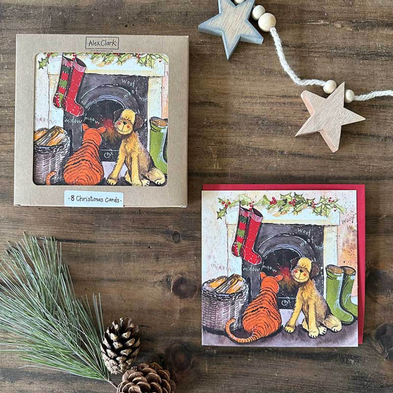 Alex Clark Pack Of 8 Christmas Cards - Yuletide Hearth