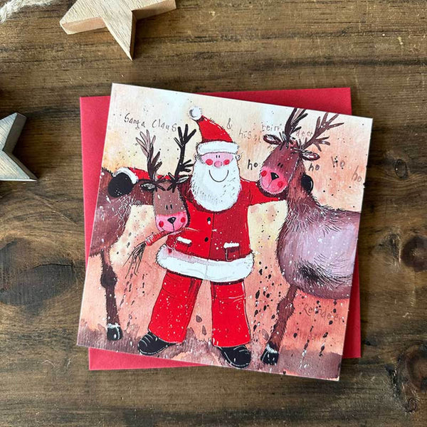 Alex Clark Pack Of 8 Christmas Cards -  Santa & Reindeer