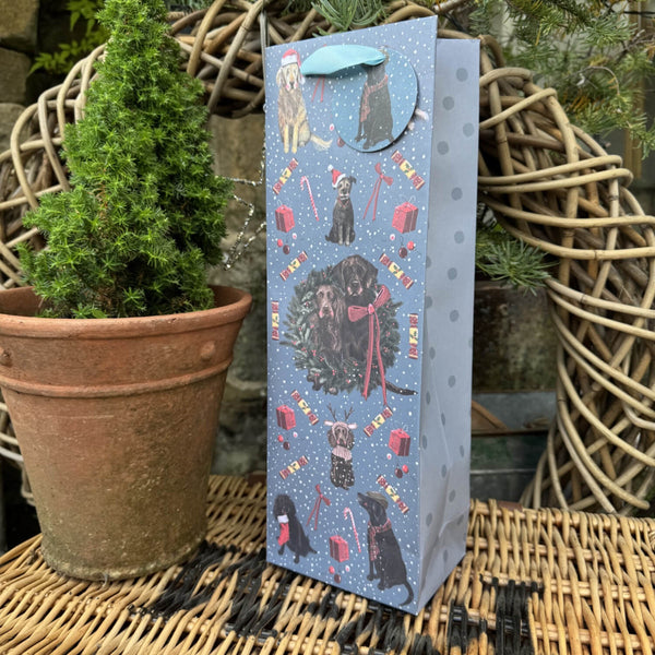 Alex Clark Christmas Bottle Gift Bag - Dogs