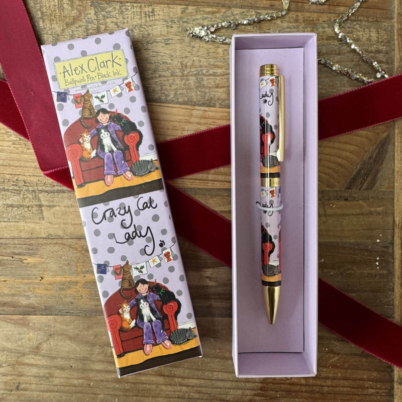 Alex Clark Christmas Ballpoint Pen - Crazy Cat Lady