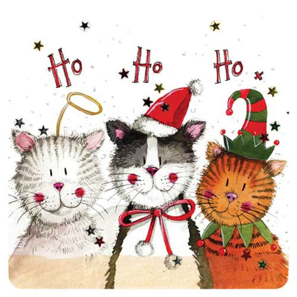 Alex Clark Christmas Cat Coaster - Ho Ho Ho