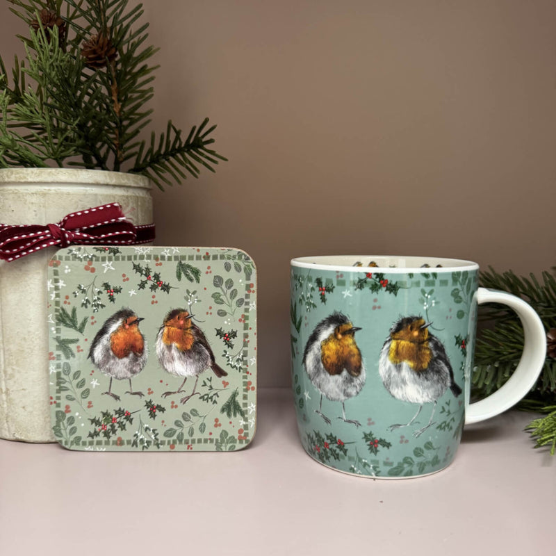 Alex Clark Christmas Coaster - Christmas Robins