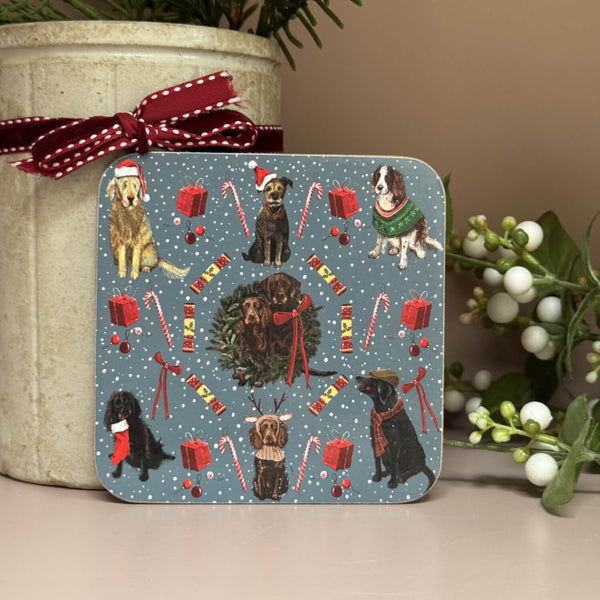Alex Clark Christmas Coaster - Christmas Dogs