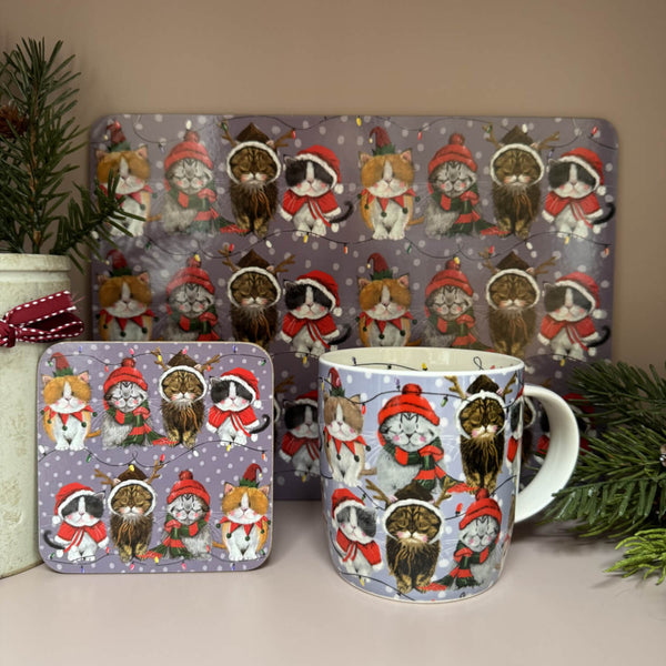 Alex Clark Christmas Coaster - Christmas Cats