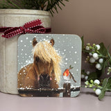 Alex Clark Christmas Coaster - Horse & Robin
