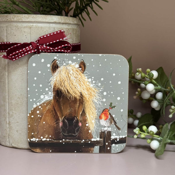 Alex Clark Christmas Coaster - Horse & Robin