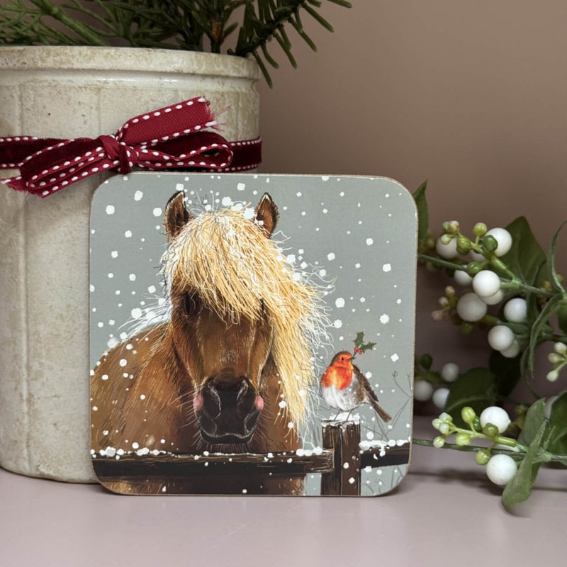 Alex Clark Christmas Coaster - Horse & Robin