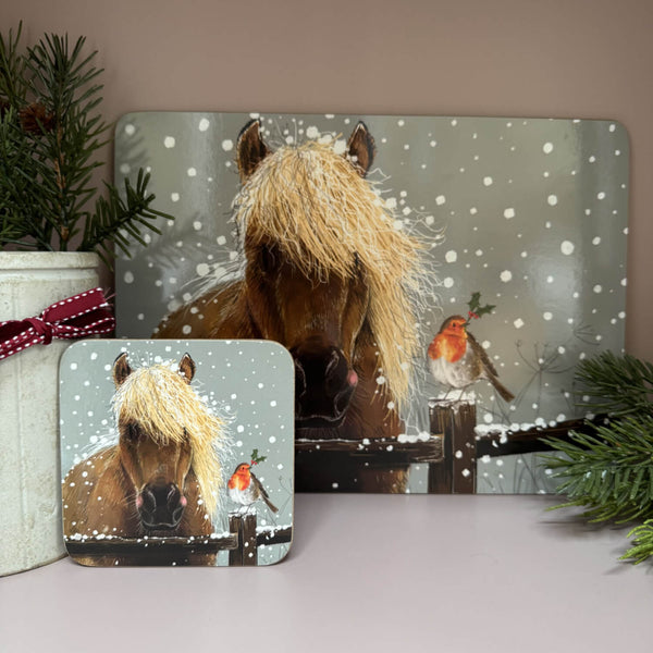 Alex Clark Christmas Coaster - Horse & Robin