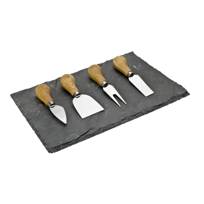 Taylor's Eye Witness 4-Piece Oak Cheese Knife & Slate Cheese Board Set