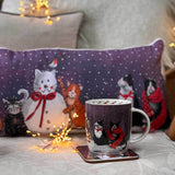 Alex Clark Christmas 50cm Cushion - Cats And Snowman