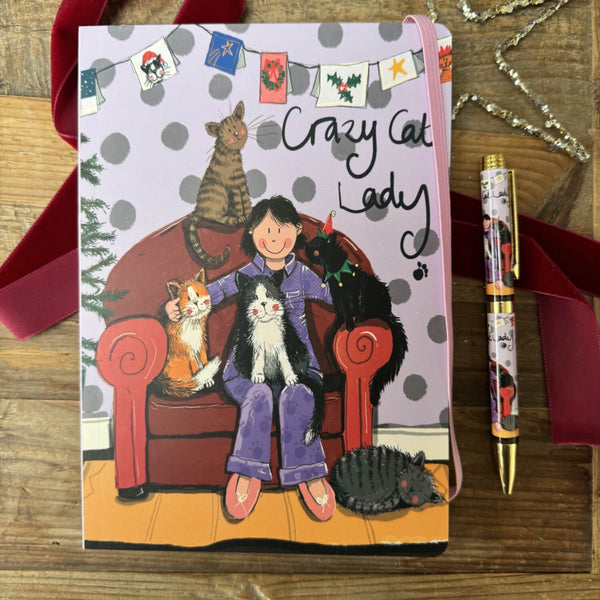 Alex Clark Christmas Large Chunky Notebook - Crazy Cat Lady