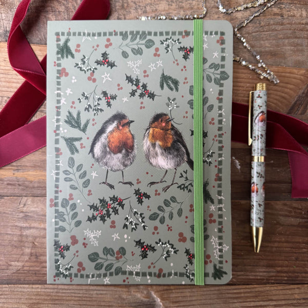 Alex Clark Christmas Large Chunky Notebook - Robins