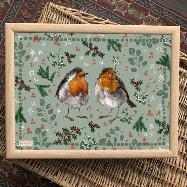 Alex Clark Christmas Lap Tray - Christmas Robins