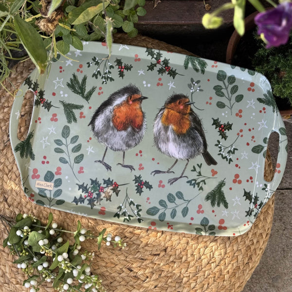 Alex Clark Christmas Melamine Large Tray - Christmas Robins