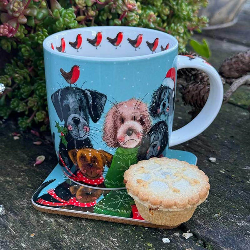 Alex Clark Christmas 400ml China Mug - Festive Dogs