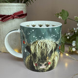 Alex Clark Christmas 400ml China Mug - Highland Cow