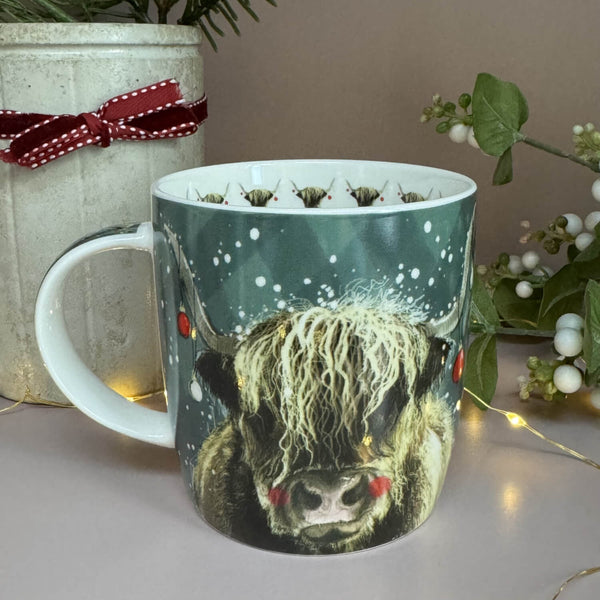 Alex Clark Christmas 400ml China Mug - Highland Cow