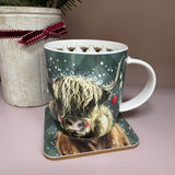 Alex Clark Christmas 400ml China Mug - Highland Cow