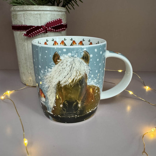 Alex Clark Christmas 400ml China Mug - Horse & Robin