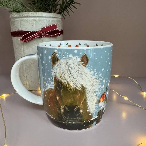 Alex Clark Christmas 400ml China Mug - Horse & Robin