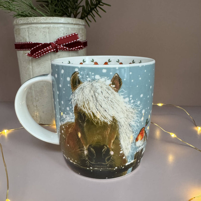 Alex Clark Christmas 400ml China Mug - Horse & Robin