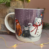 Alex Clark 400ml New Bone China Mug - Cats And Snowman