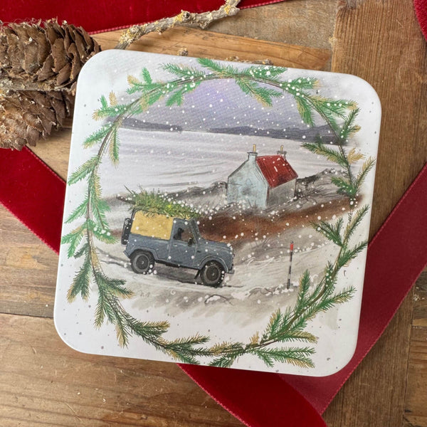 Alex Clark Christmas Medium Square Tin - Driving Home For Christmas